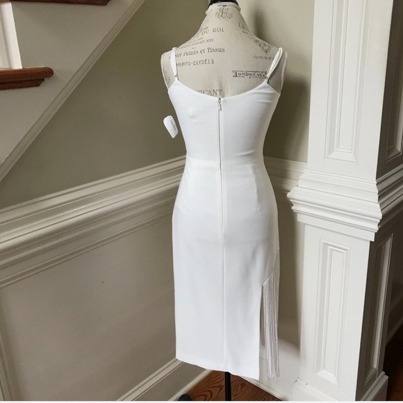 Dress the Population Rory White Midi Dress Sleeveless Fringe Sz Small - Picture 9 of 16